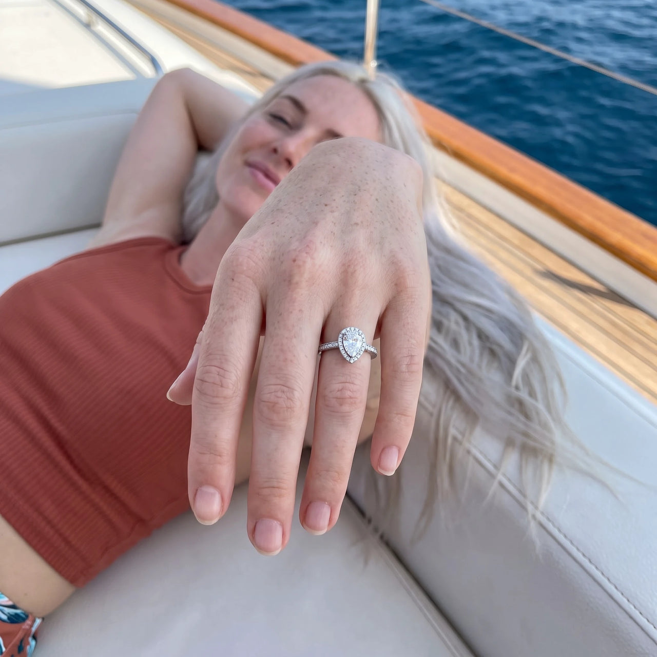 Bague zircon — photo portée, argent | SKU: 505162-4.5-silver