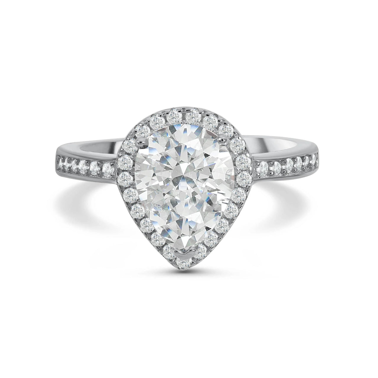 Bague goutte d'eau — photo produit sur fond blanc, argent | SKU: 505162-4.5-silver