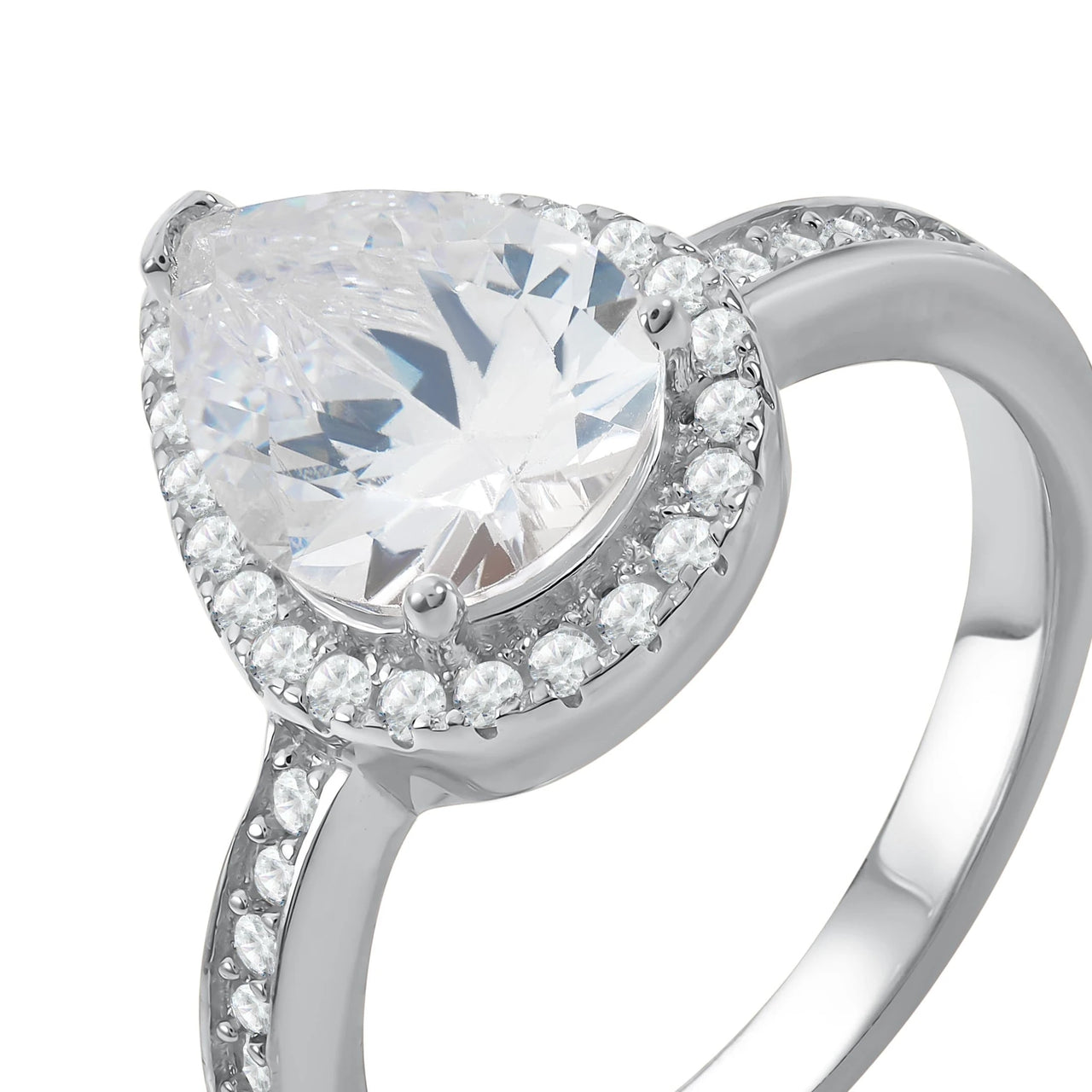 Bague goutte d'eau — photo produit sur fond blanc, argent | SKU: 505162-4.5-silver