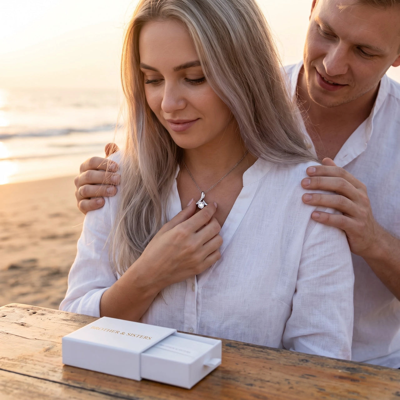 Collier ruban — photo en couple, argent | SKU: 6309048