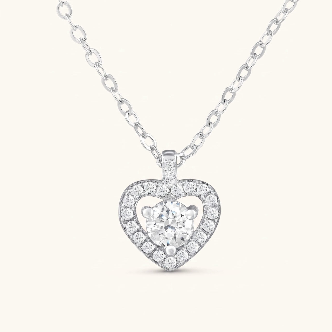 Collier coeur — photo produit sur fond blanc, argent | SKU: 505744