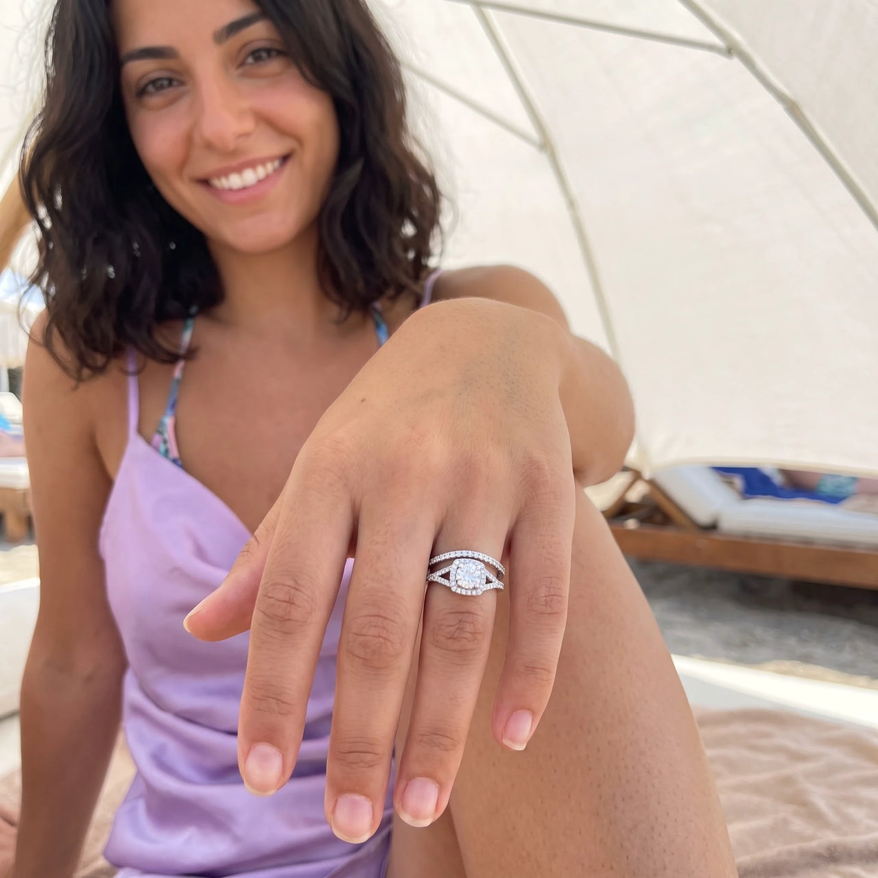 Bague zircon — photo portée, argent | SKU: 497080-4.5-silver