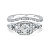 Thumbnail for Alliance et bague de fiançailles — photo produit sur fond blanc, argent | SKU: 497080-4.5-silver