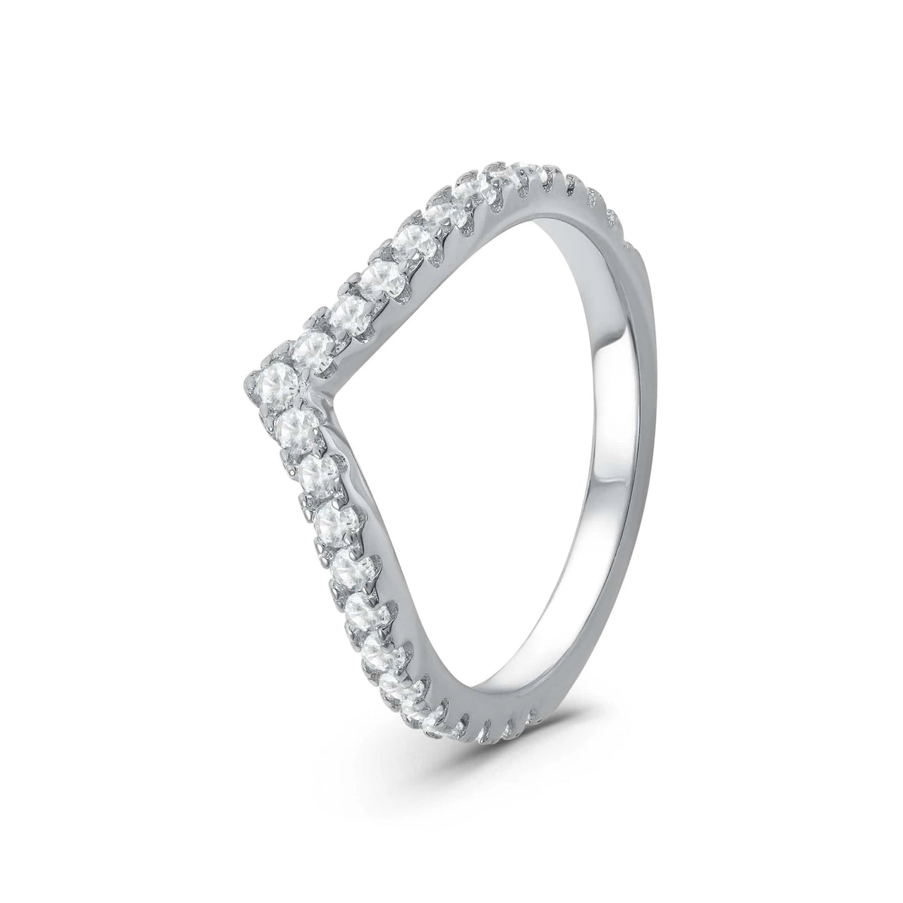 Bague v — photo produit sur fond blanc, argent | SKU: 10645547-4.5-silver