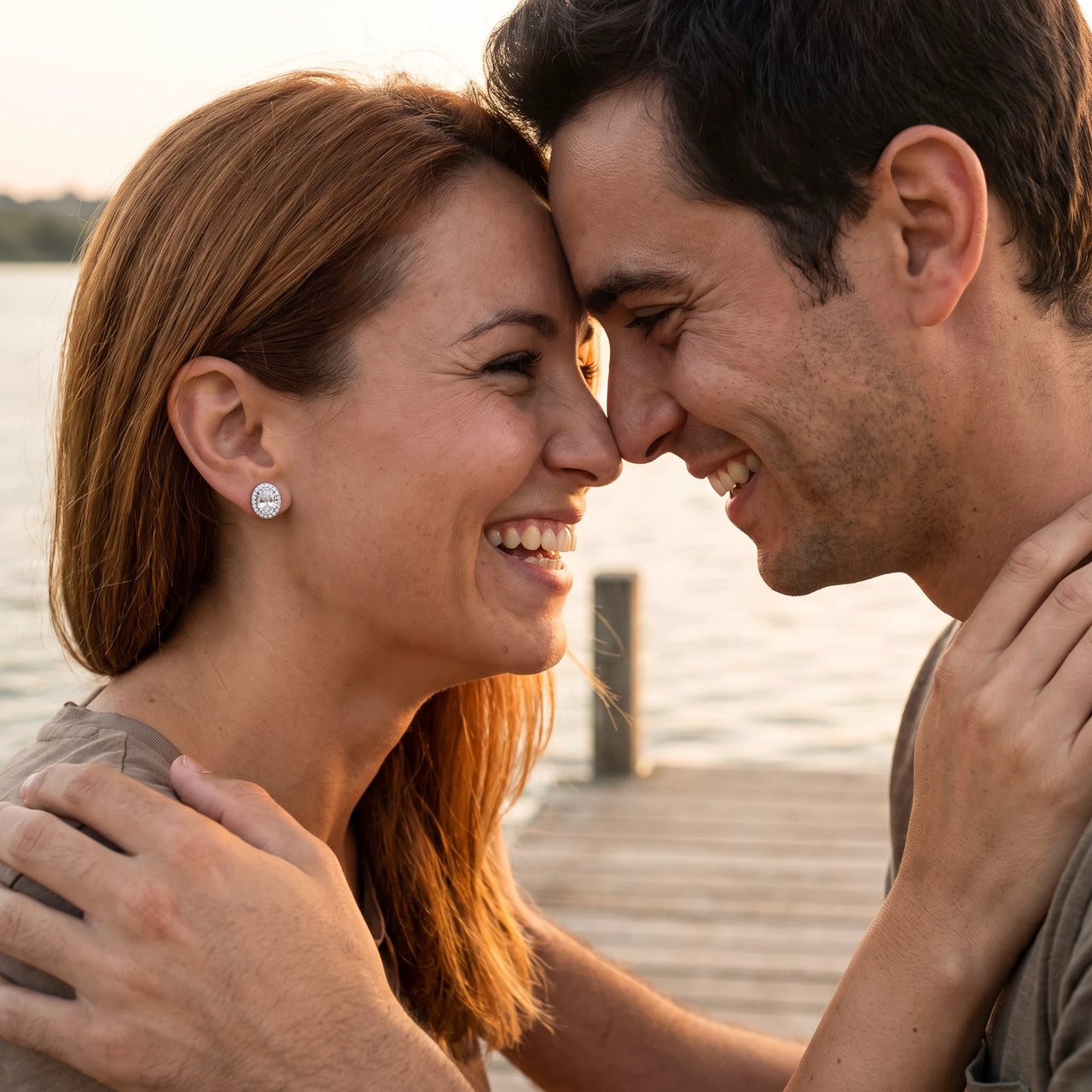 Boucles d'oreilles ovales — photo en couple, argent | SKU: 6306968-white
