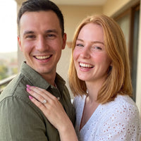 Thumbnail for Bague octogonale — photo en couple, or rose | SKU: 346060-4.5-rose-gold