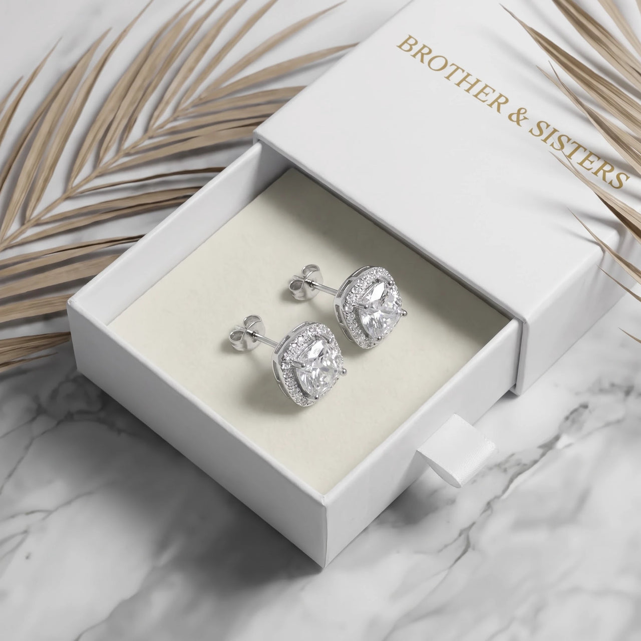 Boucles d'oreilles mariage — dans l'écrin cadeau, argent | SKU: 505185-white