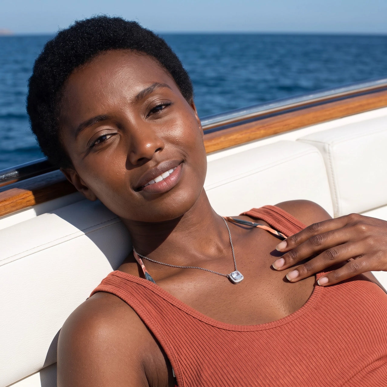 Collier argent femme — photo portée, argent | SKU: 505721