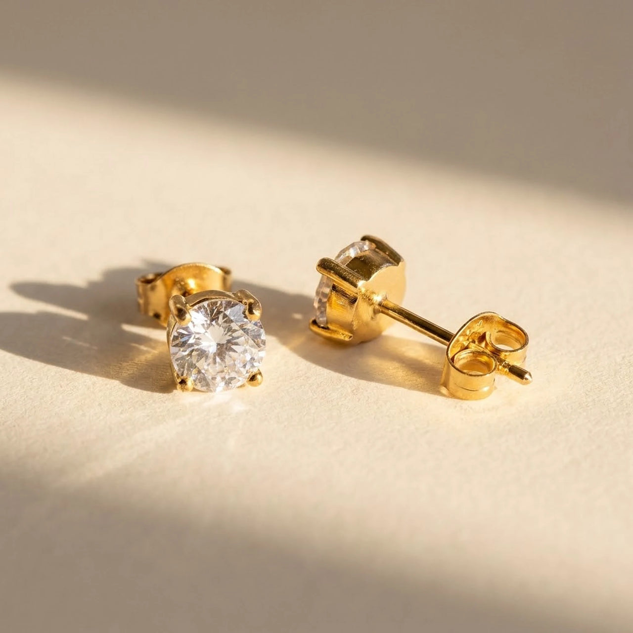 Solitaire Crystal Studs in Gold, product photo | SKU: 41010-gold