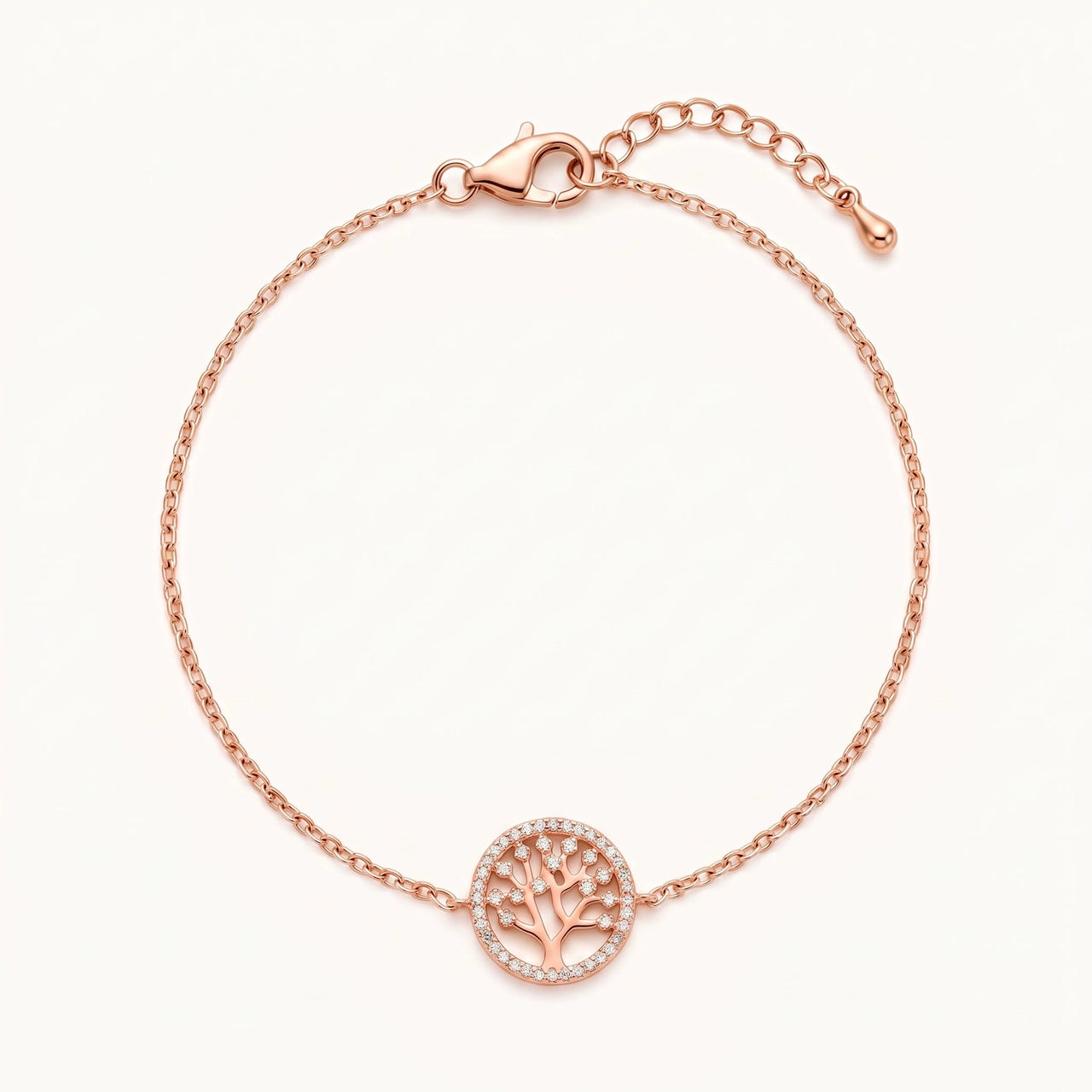 Bracelet arbre de vie — photo produit sur fond blanc, or rose | SKU: 18963309-rose-gold
